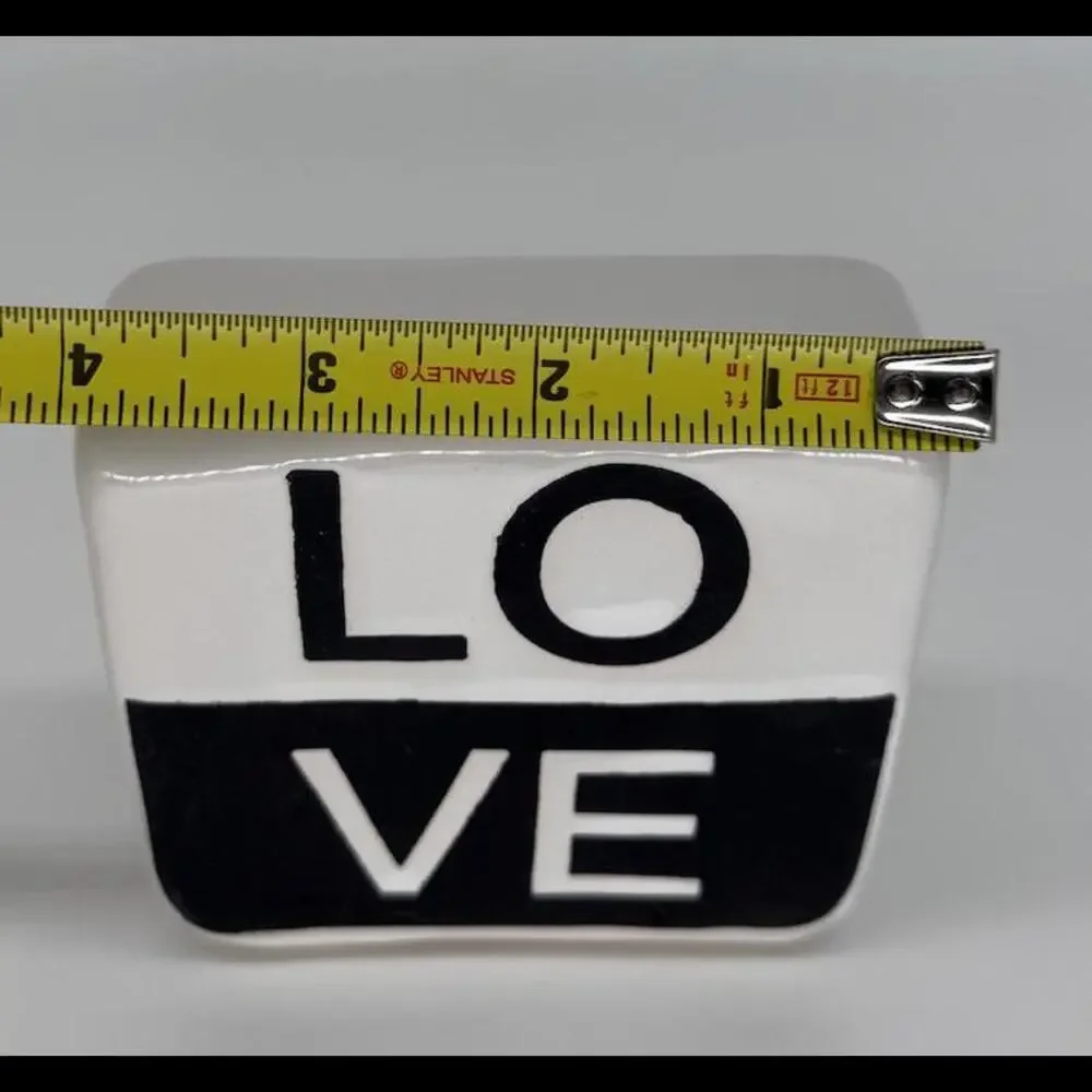 Retro Ceramic LOVE Block - Minimalist Black & White Decor